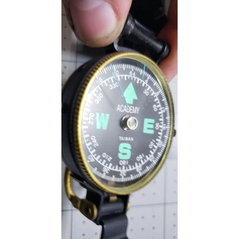 Engineer Academy Lensatic Compass Black Brass, Hiking, Camping, Vintage MCM